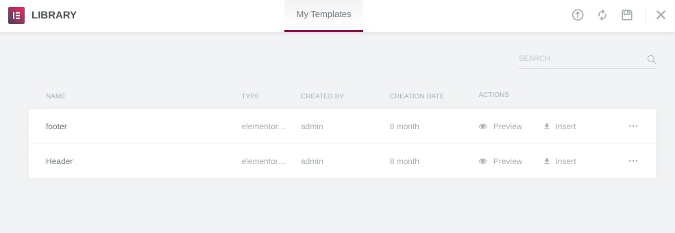 Elementor templates